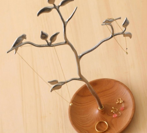 SHIROKANE/木と小鳥のアクセサリースタンド ケヤキ