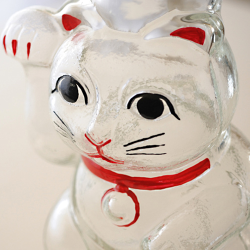 廣田硝子 招き猫 菓子びん
