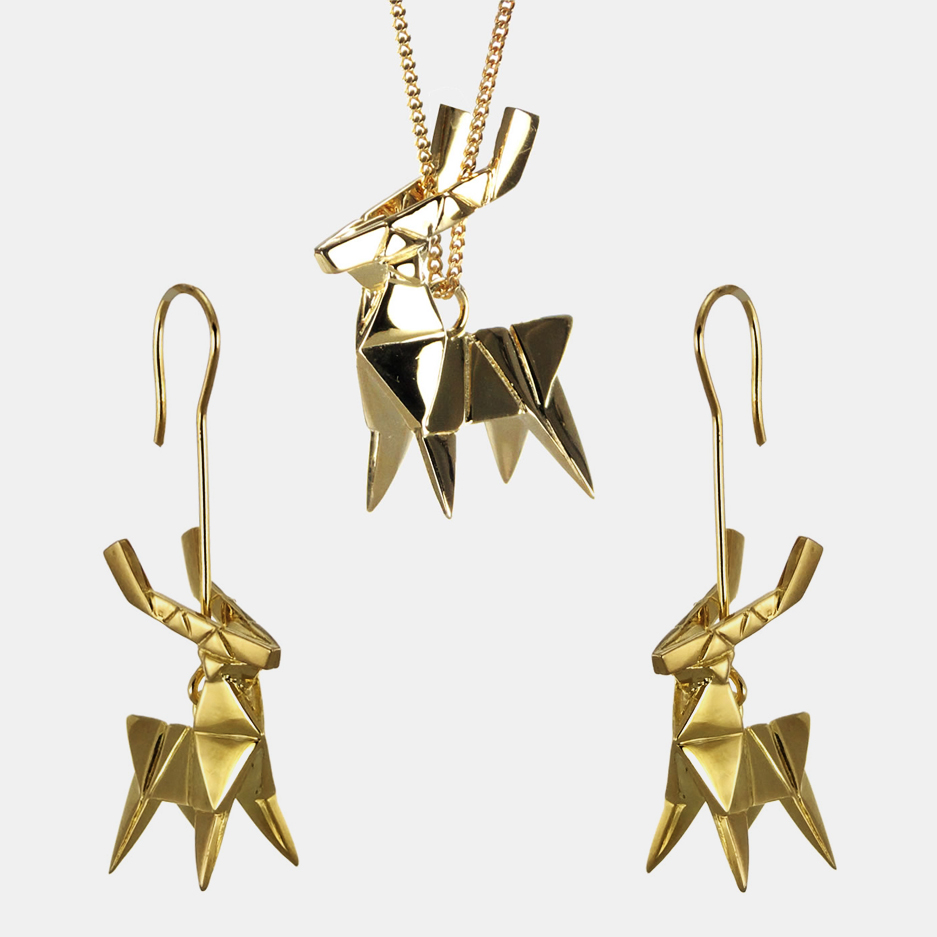 幾何学的な美しさ Origami Jewellery オリガミジュエリー ディア 鹿 もらくらし