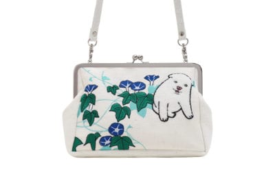 京東都(きょうとうと)がま口クラッチバッグ 朝顔狗子図