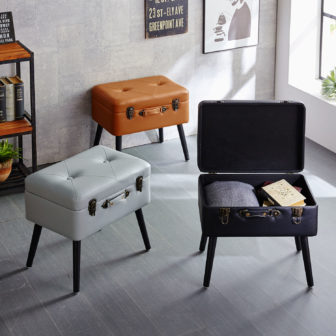 トランク型脚付き収納スツール